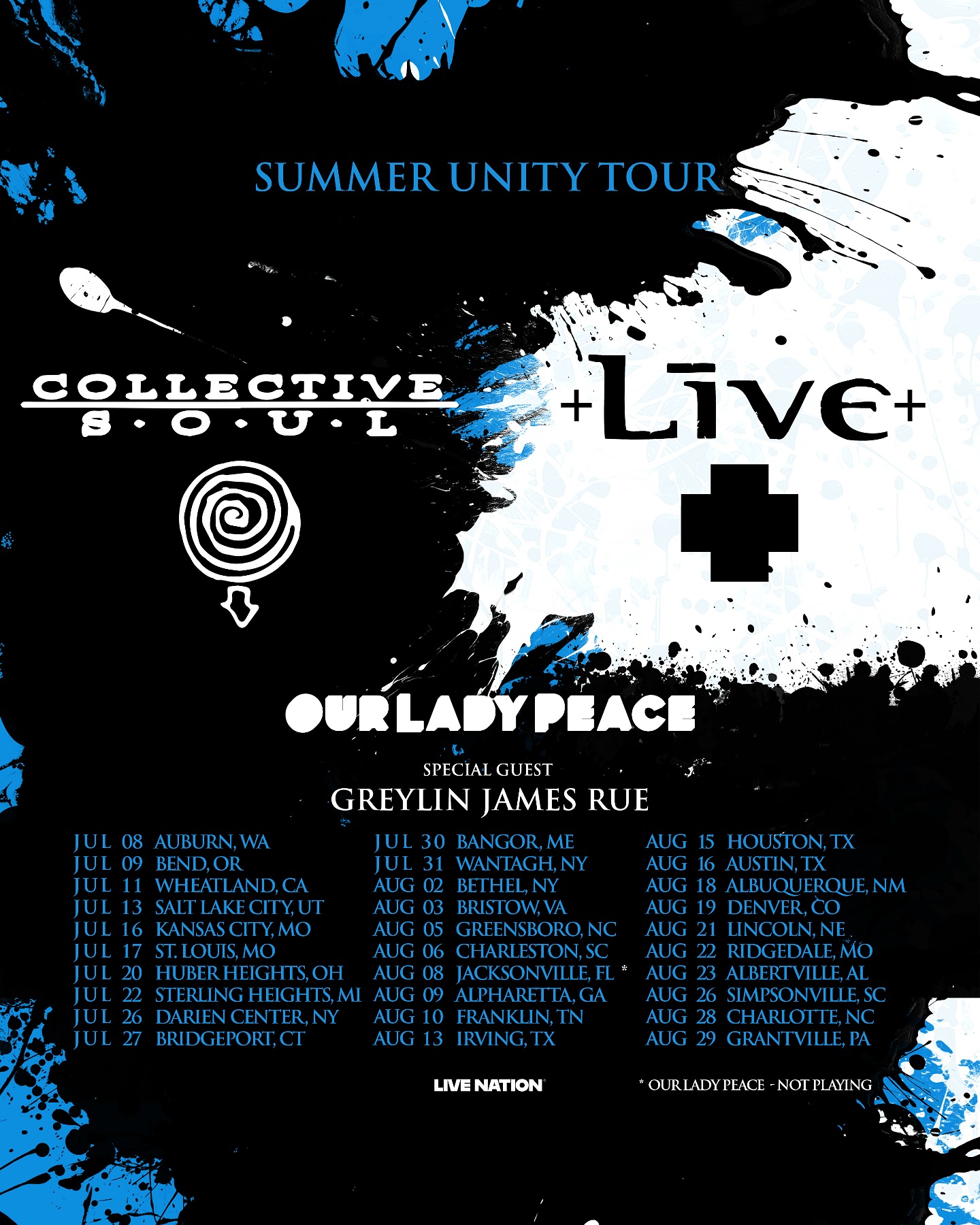 Greylin James Rue Summer Unity Tour Poster